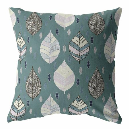 HOMEROOTS 16 in. Pine Green Leaves Indoor & Outdoor Throw Pillow Muted Green 412296